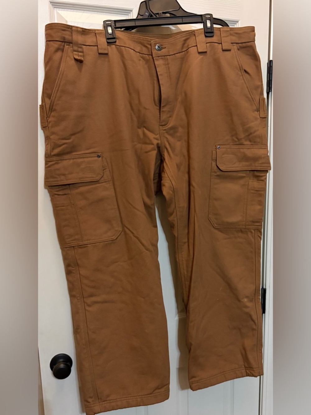 Duluth Trading Co Brown Fleece Lined Men's Cargo Pants with Utility Pockets